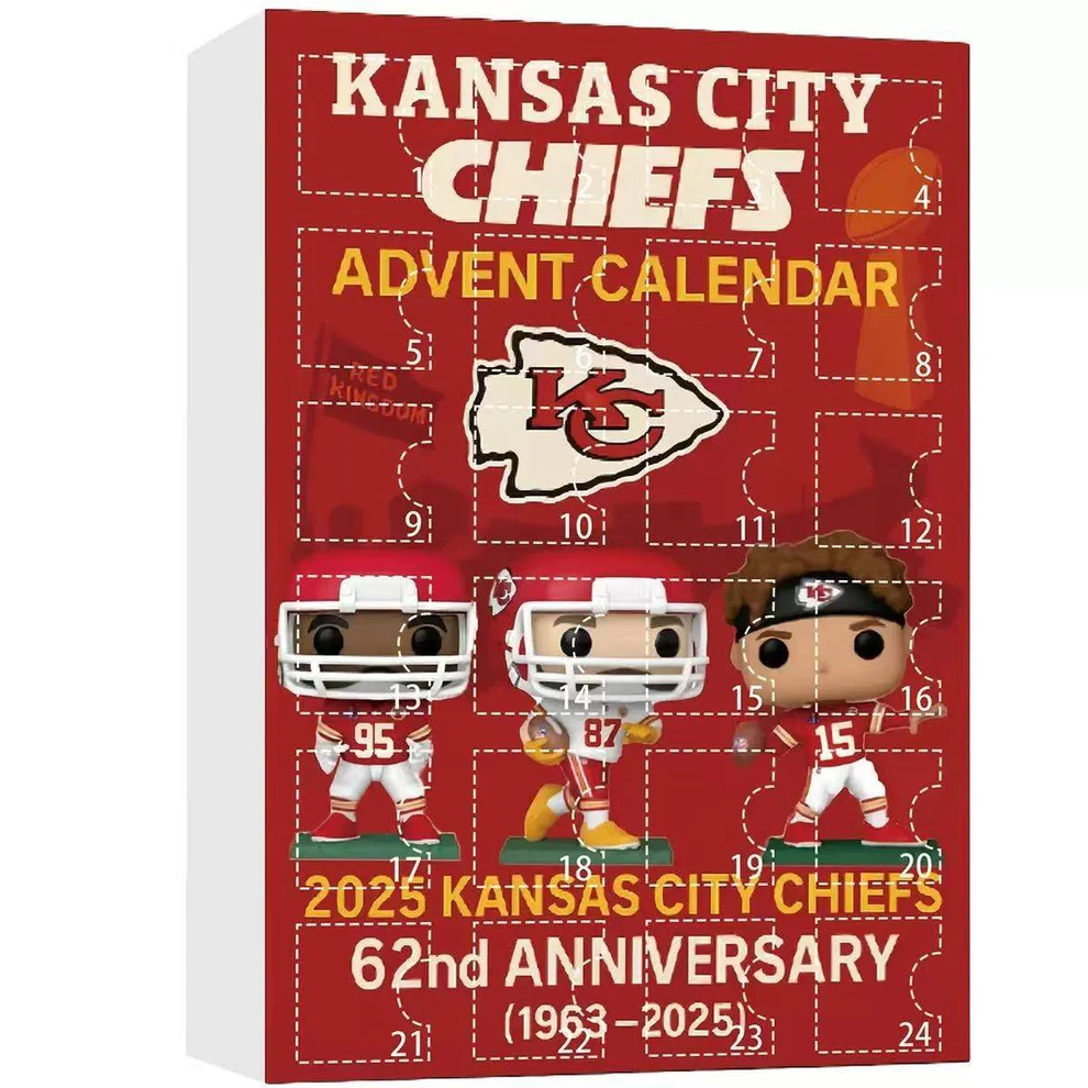 Kansas City Chiefs Advent Calendar 2025, Christmas Countdown Advent Calendar Gift Box With 24 Acrylic Ornaments