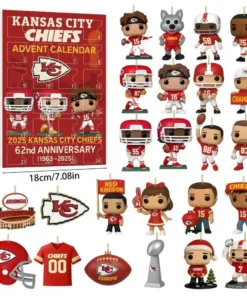 Kansas City Chiefs Advent Calendar 2025, Christmas Countdown Advent Calendar Gift Box With 24 Acrylic Ornaments