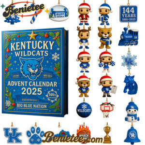Kentucky Wildcats Advent Calendar 2025, Christmas Countdown Advent Calendar Gift Box with 24 Acrylic Ornaments