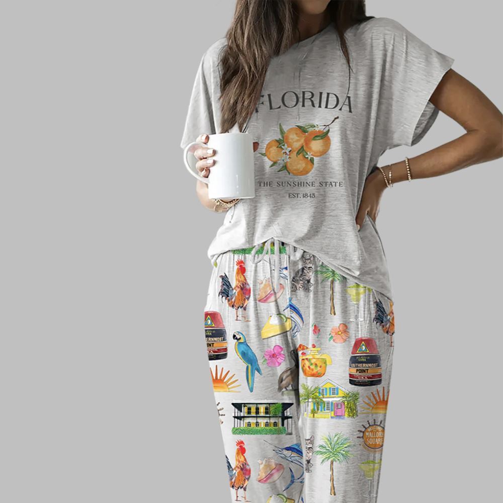 Key West Florida Travel Casual Pajama Set For Women