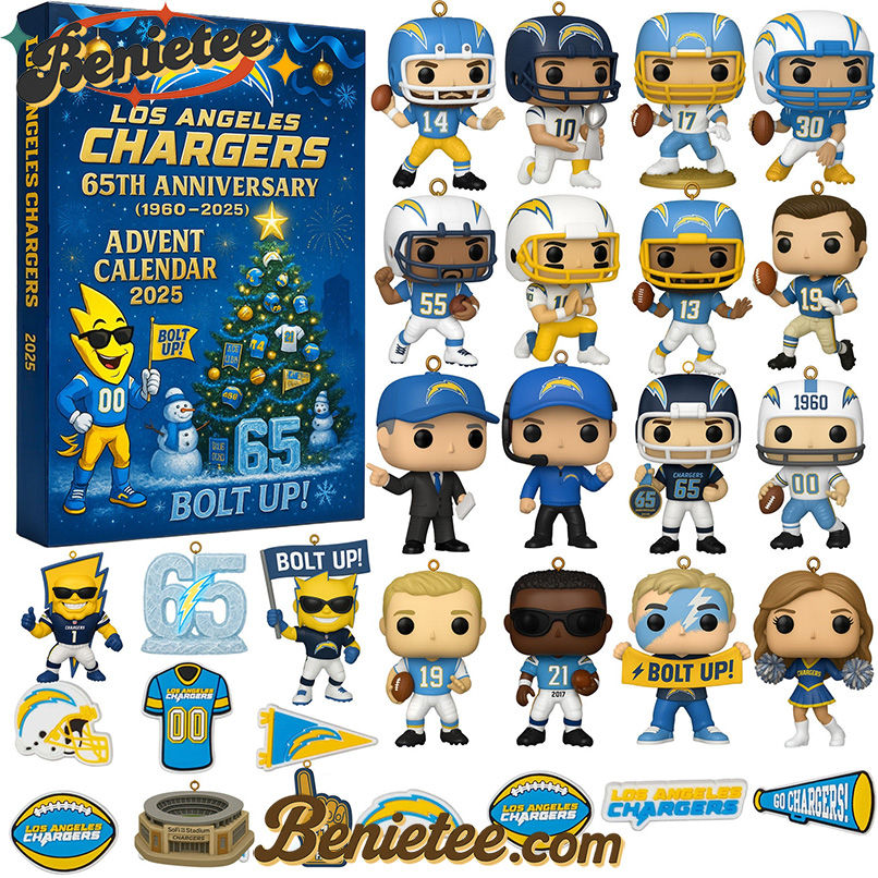Los Angeles Chargers 2025 Advent Calendar CHRISTMAS GIFT, CHRISTMAS IDEA, Christmas Countdown Advent Calendar Gift Box with 24 Acrylic Ornaments