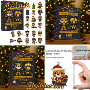 LSU Tigers 2025 Advent Calendar, Christmas Countdown Advent Calendar Gift Box with 24 Acrylic Ornaments