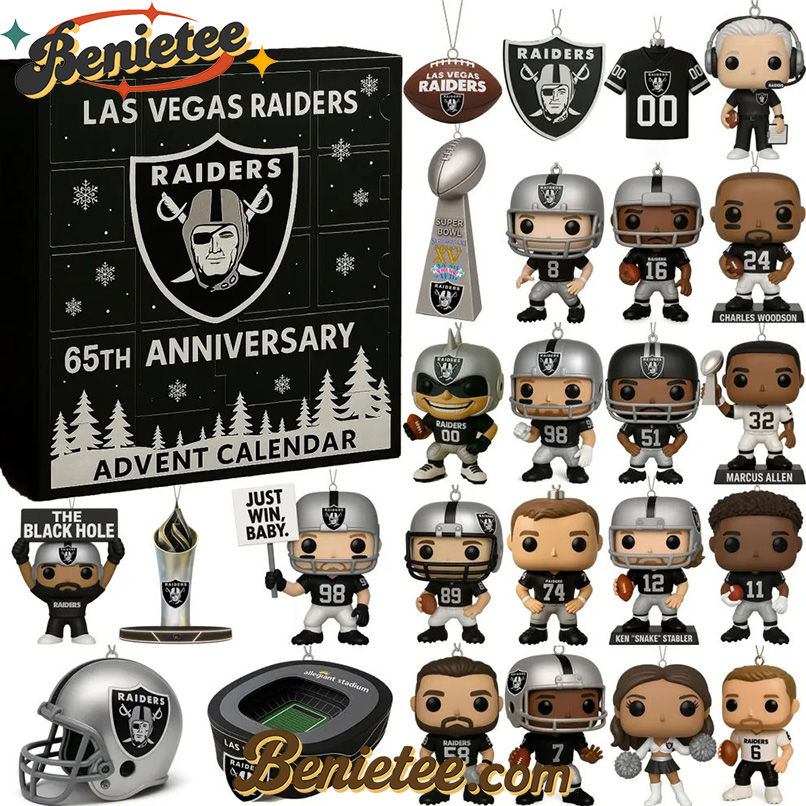 Las Vegas Raiders 65th Anniversary Advent Calendar 2025 Christmas Gift, Christmas Idea, Christmas Countdown Advent Calendar Gift Box with 24 Acrylic Ornaments