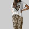 Leopard Heart Casual Pajama Set For Women