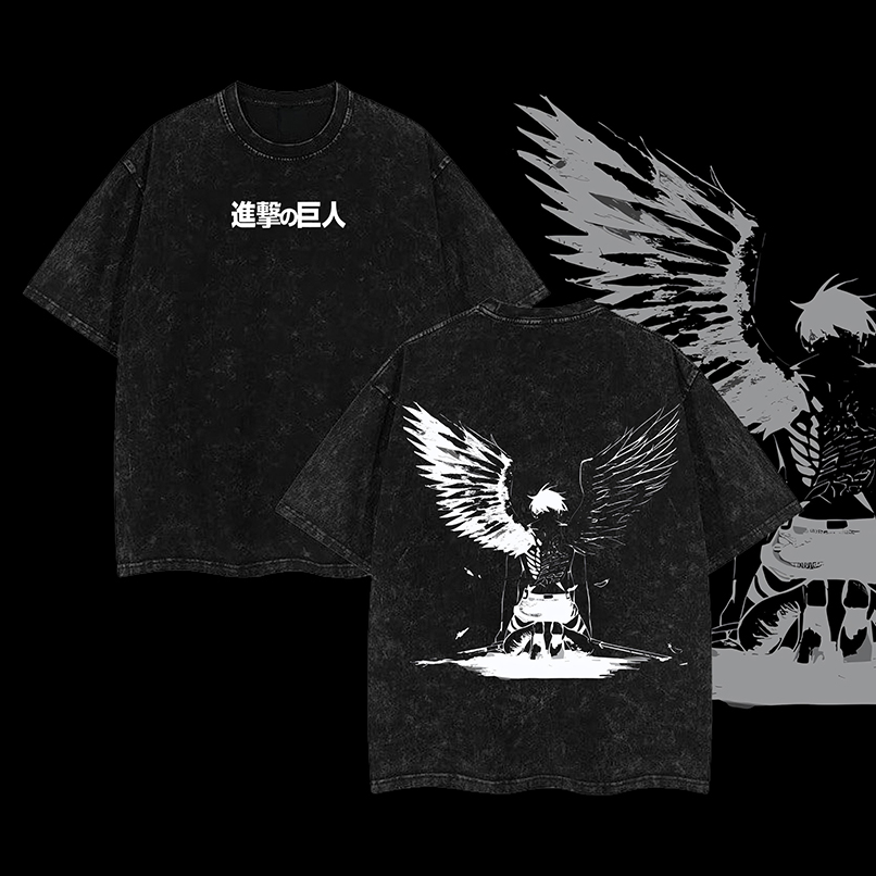 Levi Ackerman x Attack On Titan T-Shirt, Anime Double Print Wash Tee, Anime Manga, Anime Merch, Anime Fans, Graphic Tees, Clothing, Streetwear, Men