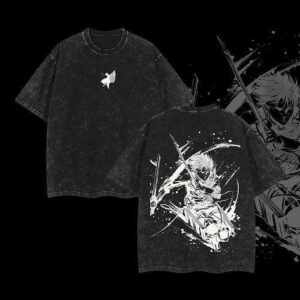 Levi Ackerman x Attack On Titan Tshirt, Anime Double Printed Vintage Oversized Washed Tee, Oversize Anime Manga, Gift For Anime Fan, Anime Lover, Anime Merch v1