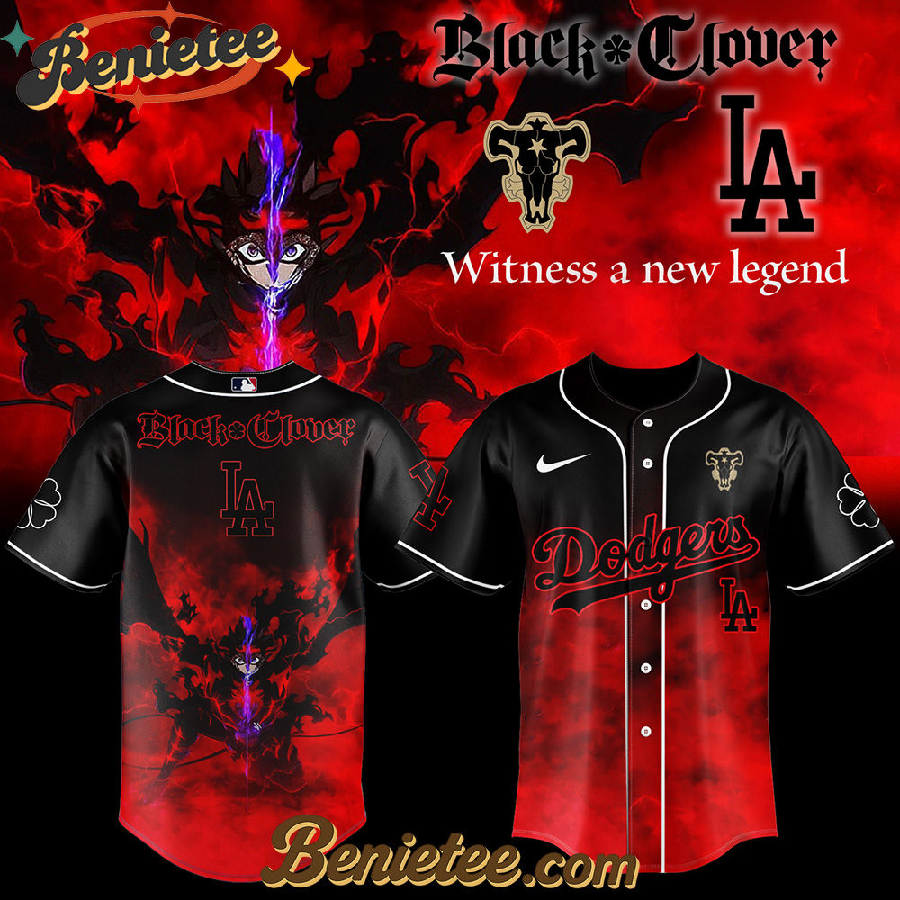 Los Angeles Dodgers x Black Clover Baseball Jersey 1 2025, Custom Anime Trending, Gift For Anime Lovers