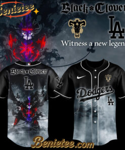 Los Angeles Dodgers x Black Clover Baseball Jersey 2025, Custom Anime Trending, Gift For Anime Lovers