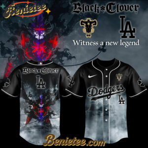 Los Angeles Dodgers x Black Clover Baseball Jersey 2025, Custom Anime Trending, Gift For Anime Lovers
