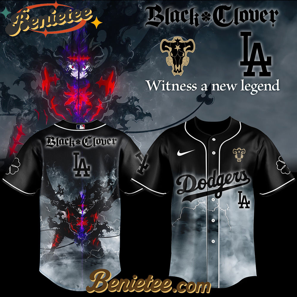 Los Angeles Dodgers x Black Clover Baseball Jersey 2025, Custom Anime Trending, Gift For Anime Lovers