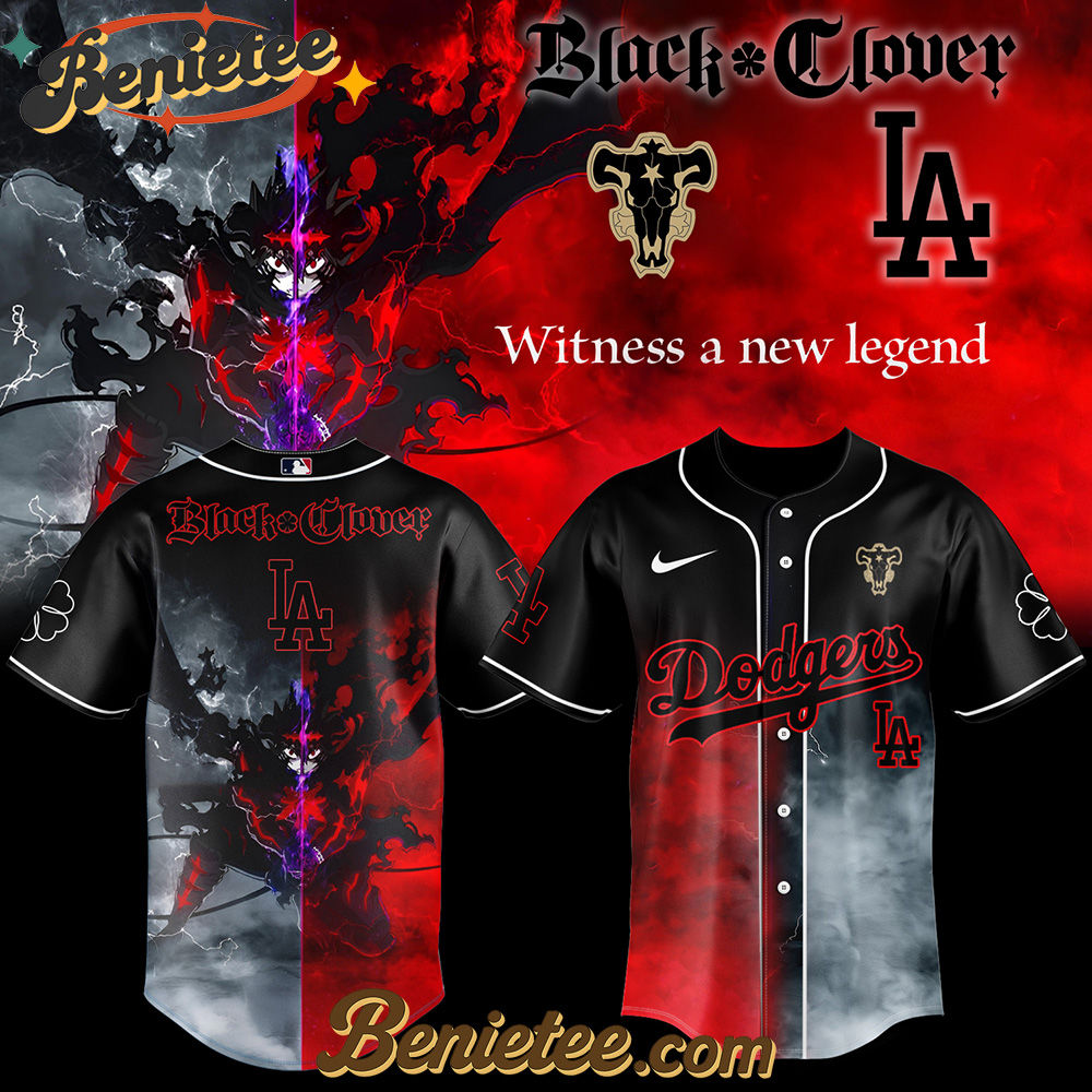 Los Angeles Dodgers x Black Clover Baseball Jersey 3 2025, Custom Anime Trending, Gift For Anime Lovers