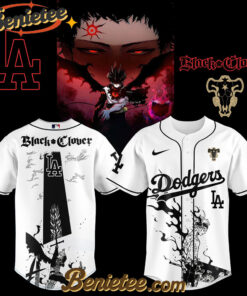 Los Angeles Dodgers x Black Clover Limited Baseball Jersey 2 2025, Custom Anime Trending, Gift For Anime Lovers
