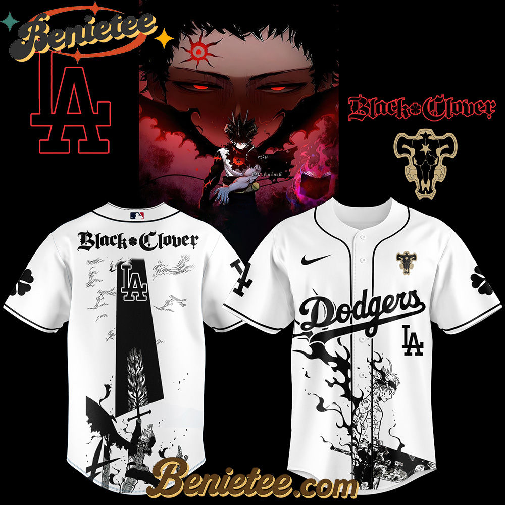 Los Angeles Dodgers x Black Clover Limited Baseball Jersey 2 2025, Custom Anime Trending, Gift For Anime Lovers