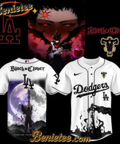 Los Angeles Dodgers x Black Clover Limited Baseball Jersey 2 2025, Custom Anime Trending, Gift For Anime Lovers