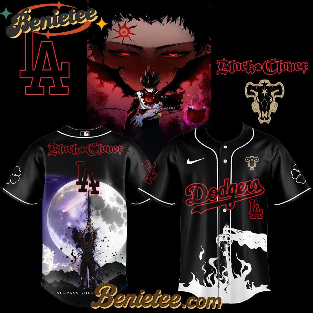 Los Angeles Dodgers x Black Clover Limited Baseball Jersey 2025, Custom Anime Trending, Gift For Anime Lovers