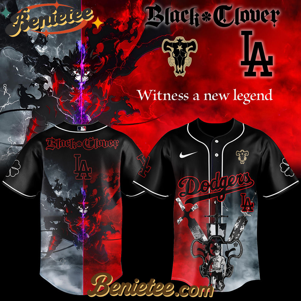 Los Angeles Dodgers x Black Clover Limited Baseball Jersey 2025, Custom Anime Trending, Gift For Anime Lovers