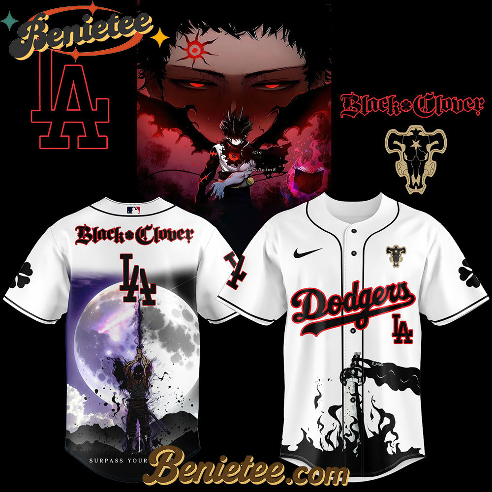 Los Angeles Dodgers x Black Clover Limited Baseball Jersey 3 2025, Custom Anime Trending, Gift For Anime Lovers