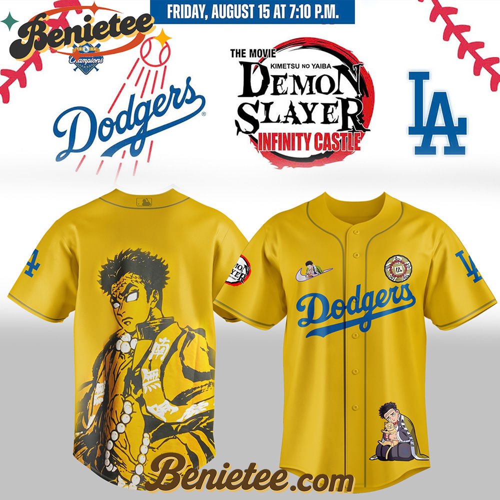 Los Angeles Dodgers x Demon Slayer Gyomei Himejima Baseball Jersey 2025, Custom Anime Trending, Gift For Anime Lovers