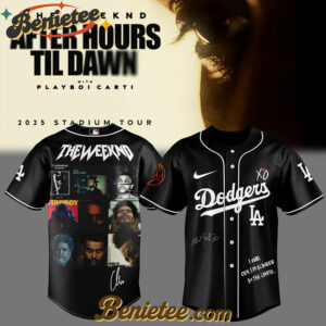Los Angeles Dodgers x The Weeknd After Hours Till Dawn Tour Baseball Jersey 2025 v2, Custom The Weeknd For Fans, After Hours Till Dawn Tour Gift For Fan