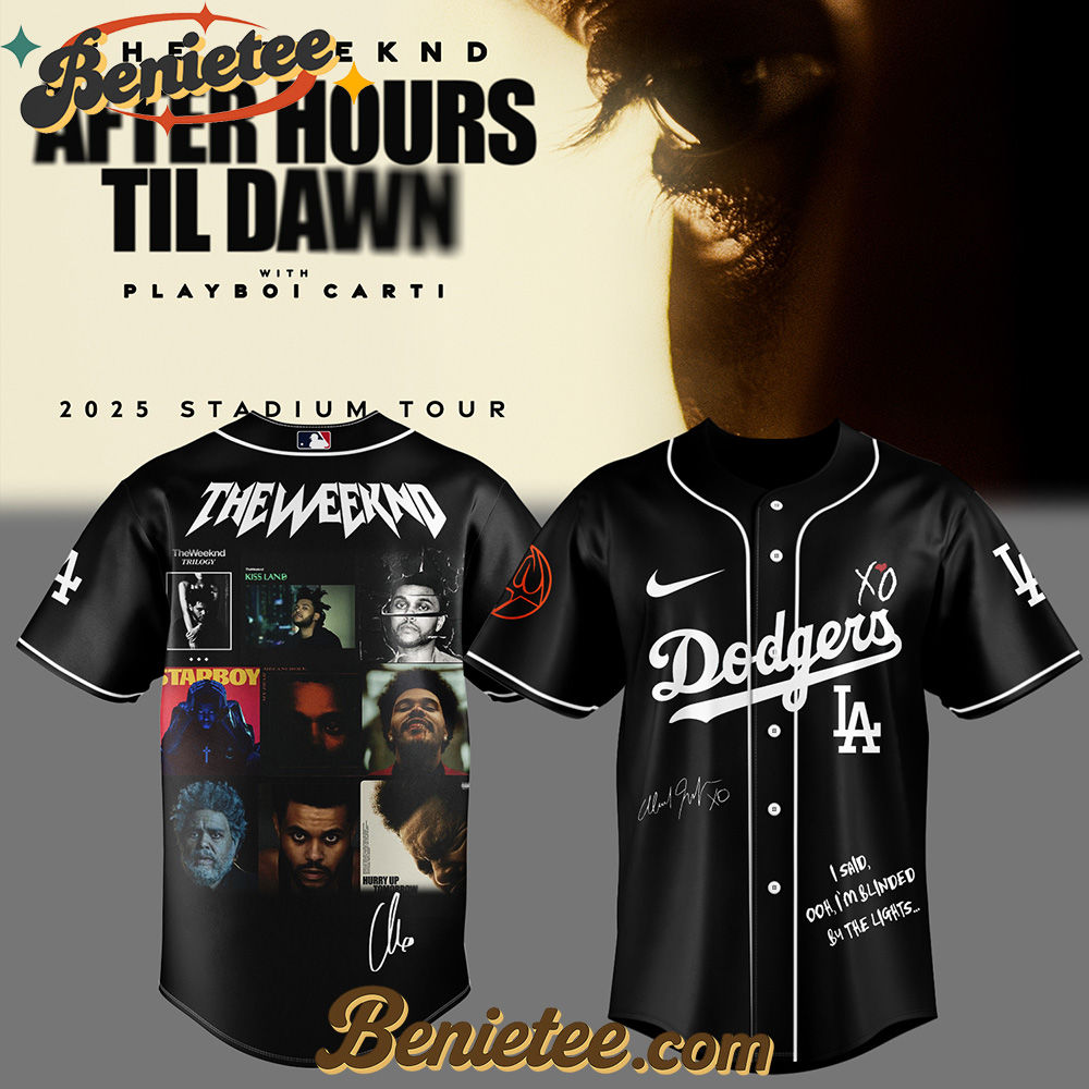 Los Angeles Dodgers x The Weeknd After Hours Till Dawn Tour Baseball Jersey 2025 v2, Custom The Weeknd For Fans, After Hours Till Dawn Tour Gift For Fan