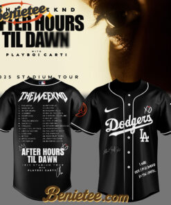 Los Angeles Dodgers x The Weeknd After Hours Till Dawn Tour Baseball Jersey 2025 v3, Custom The Weeknd For Fans, After Hours Till Dawn Tour Gift For Fan