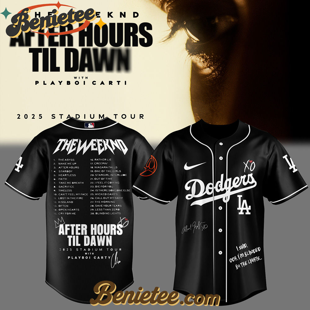 Los Angeles Dodgers x The Weeknd After Hours Till Dawn Tour Baseball Jersey 2025 v3, Custom The Weeknd For Fans, After Hours Till Dawn Tour Gift For Fan