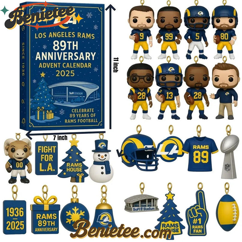 Los Angeles Rams Advent Calendar 2025 89th Anniversary Christmas Gift, Christmas Idea, Christmas Countdown Advent Calendar Gift Box with 24 Acrylic Ornaments
