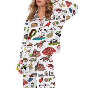 Louisville Kentucky City Satin Pajama Set For Women