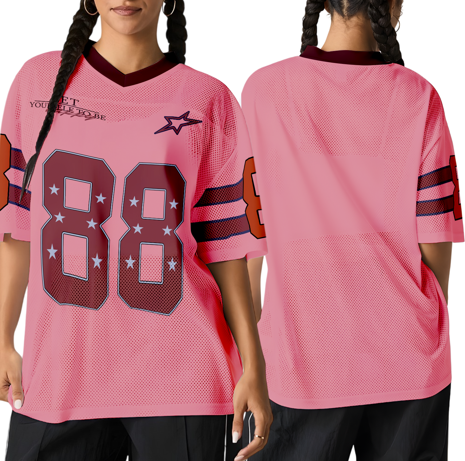 Pink football jersey, Women's & Men's Clothing