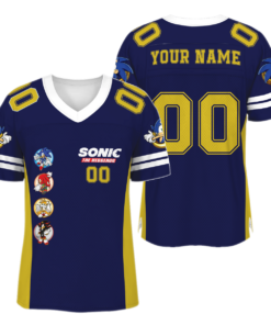 Alternative view of Customized Sonic 3 The Hedgehog Cartoon Movie Football Jersey, Sonic 3 And Friends Football Jersey, Jersey For Kids