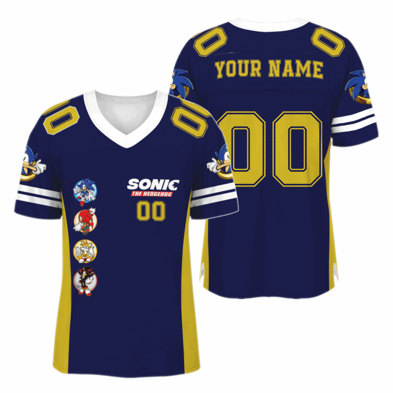 Alternative view of Customized Sonic 3 The Hedgehog Cartoon Movie Football Jersey, Sonic 3 And Friends Football Jersey, Jersey For Kids