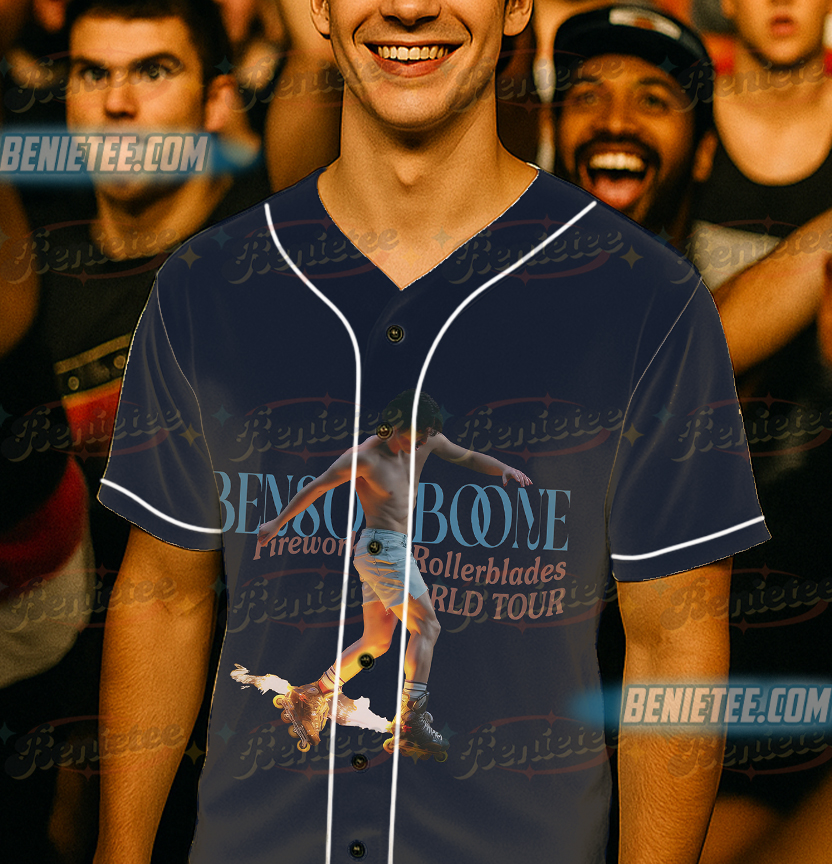 Benson Boone Fireworks and Rollerblades World Tour Baseball Jersey Shirt - Image 5
