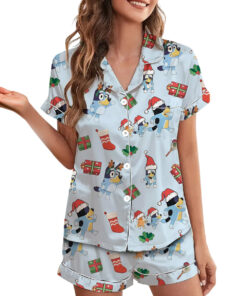 Alternative view of Christmas Cute Bluey Short Satin Pajamas Set For Women