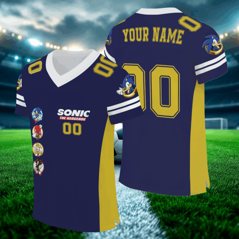 Customized Sonic 3 The Hedgehog Cartoon Movie Football Jersey, Sonic 3 And Friends Football Jersey, Jersey For Kids