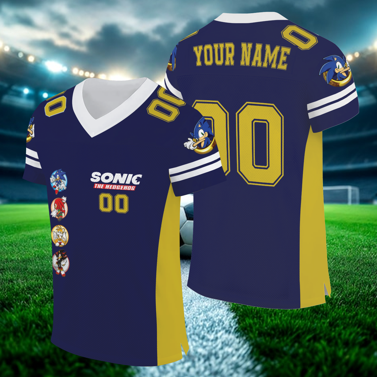 Customized Sonic 3 The Hedgehog Cartoon Movie Football Jersey, Sonic 3 And Friends Football Jersey, Jersey For Kids