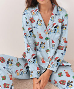 Alternative view of Christmas Cute Bluey Long Satin Pajamas Set For Women