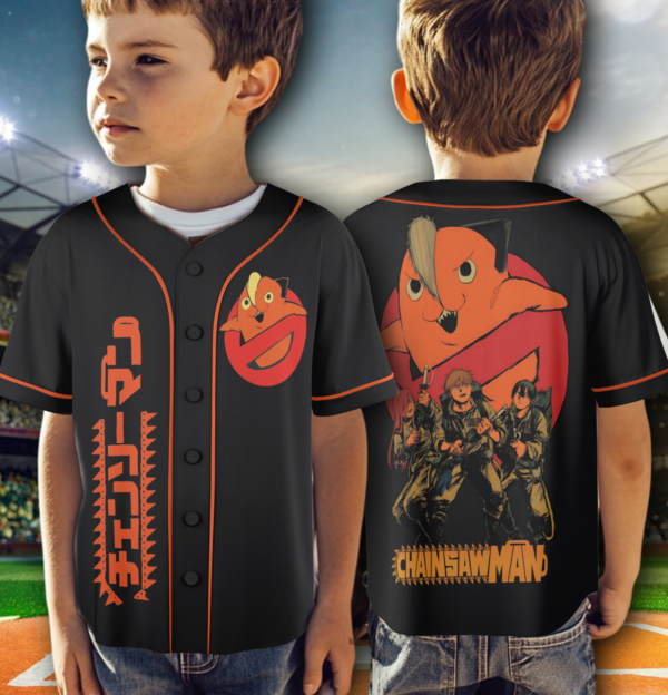 Alternative view of Ghost Buster - Chainsaw Man Jersey, Anime Shirt, Cool Anime