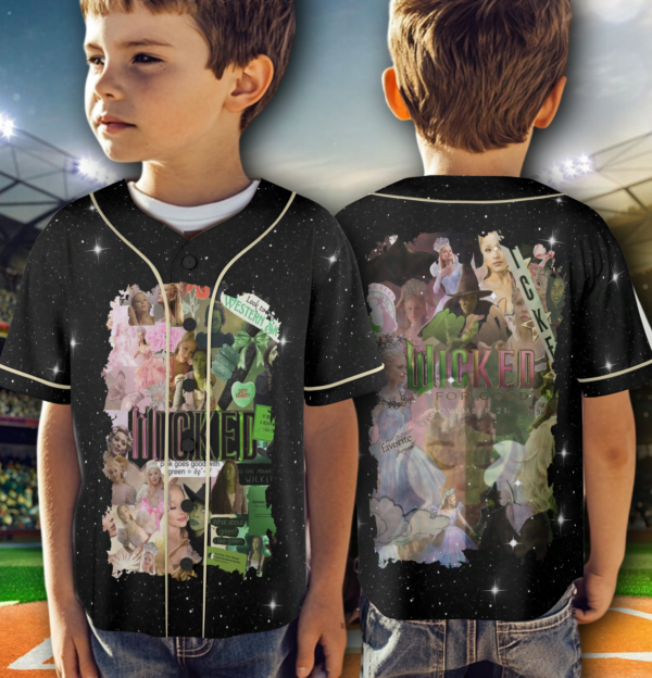 Alternative view of Wicked Defying Gravity Baseball Jersey, Movie Baseball Jersey
