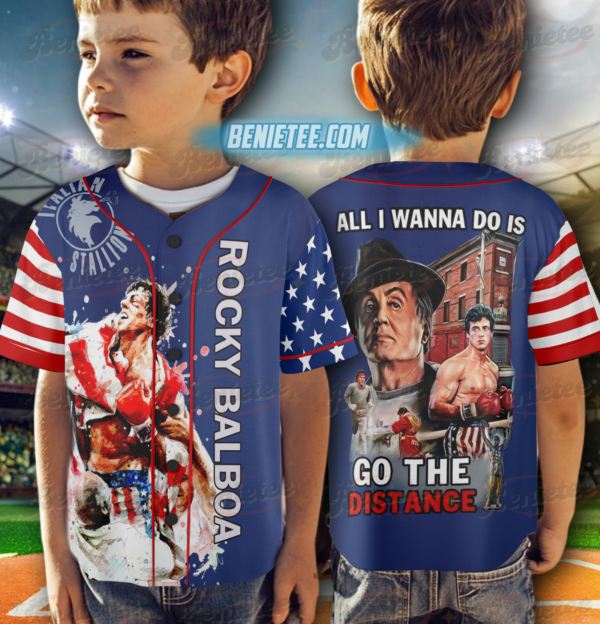 Alternative view of Rocky Balboa Go The Distance Personalized Baseball Jersey