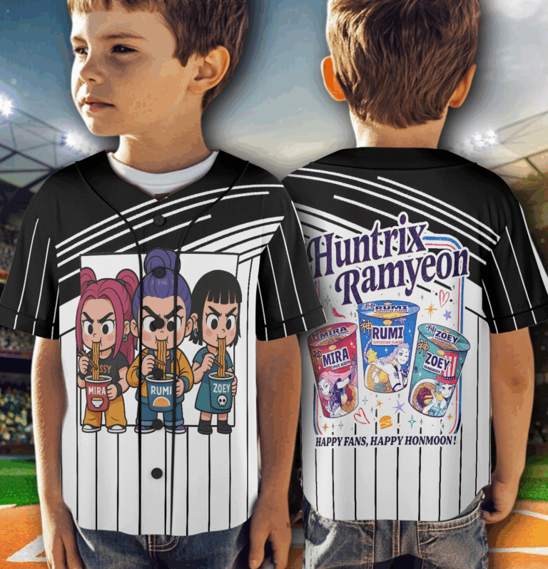Alternative view of KPDH Ramyeon Jersey For Fan, Demon Hunter Movie Inspired Noodle Baseball Jersey, Cool Korea Inspired Apparel