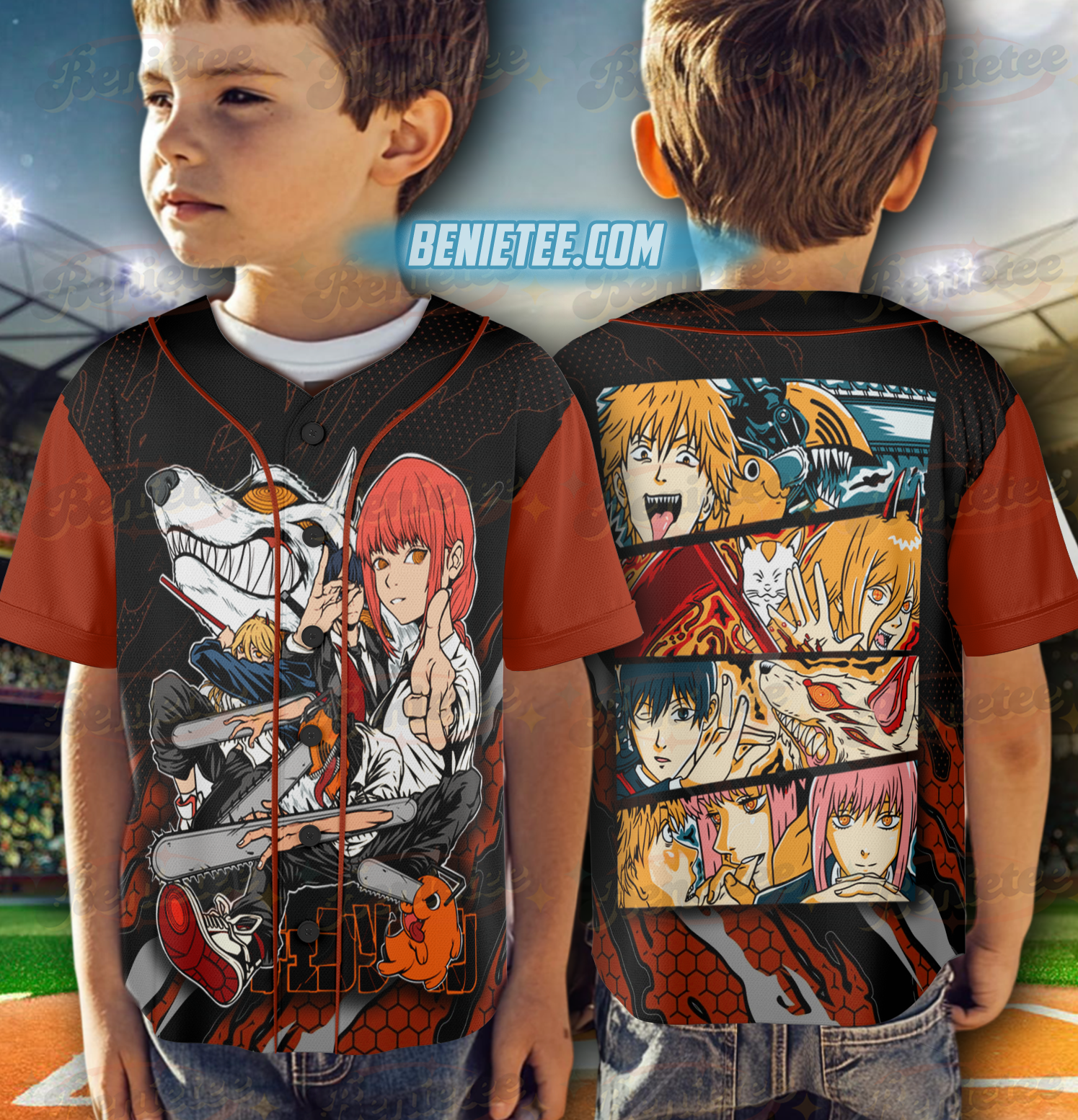Makima Power Denji Aki Chainsaw Man Shirt Anime Baseball Jersey Unisex All Size, top 2025,anime - Image 6