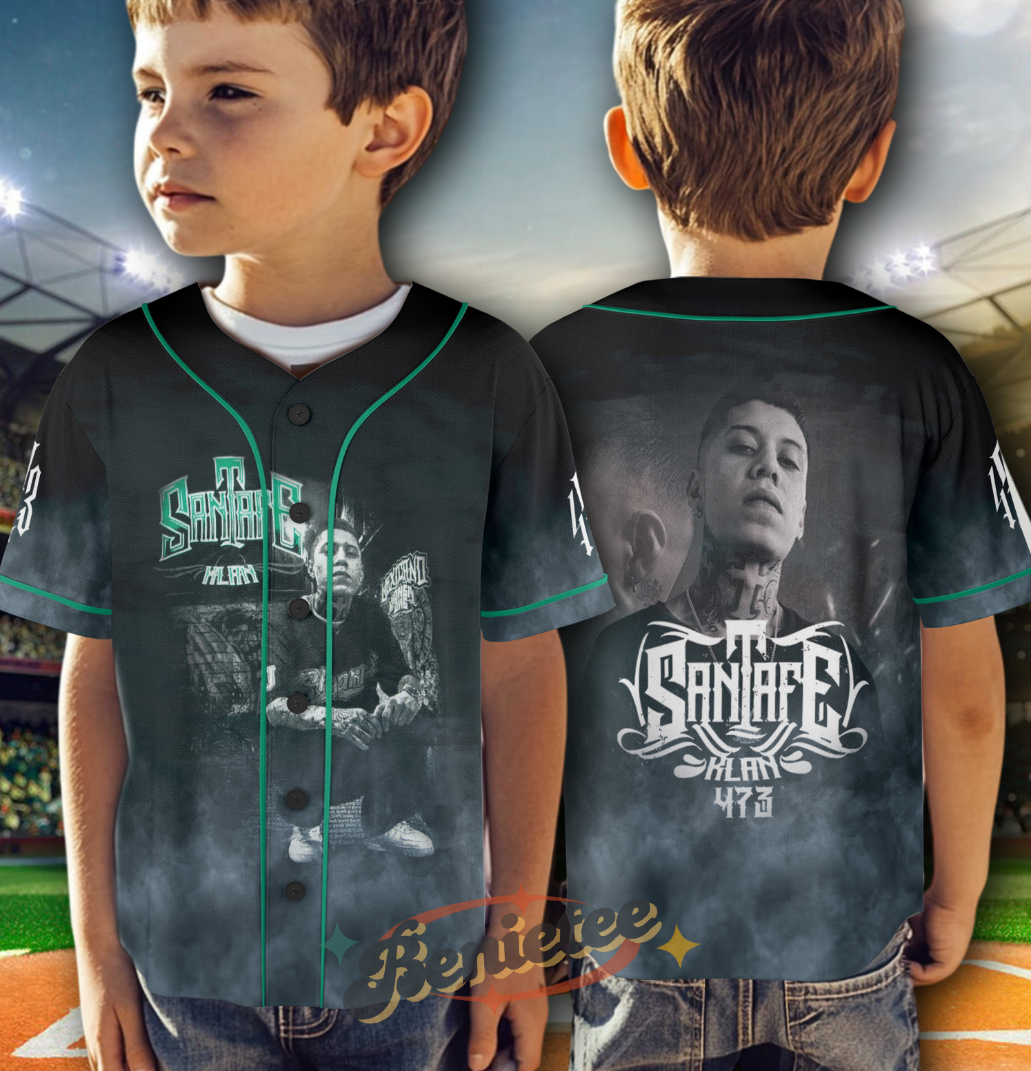 Santa Fe Klan Rap Jersey, Concert Merch Mexico Hip Hop Cumbia Latin Trap Baseball Jersey - Image 6