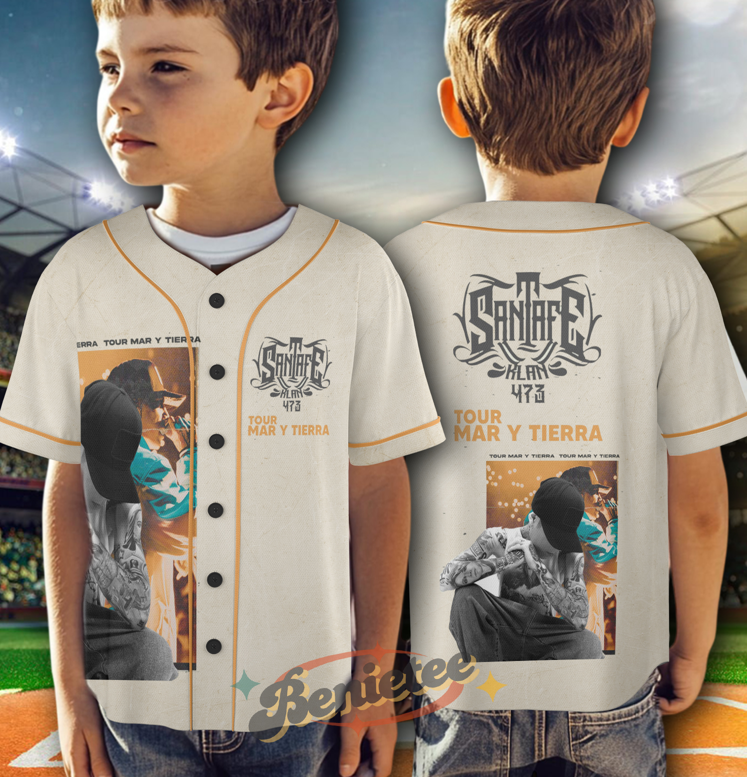 Santa Fe Klan Rap Jersey, Concert Merch Mexico Hip Hop Cumbia Latin Trap Baseball Jersey - Image 3