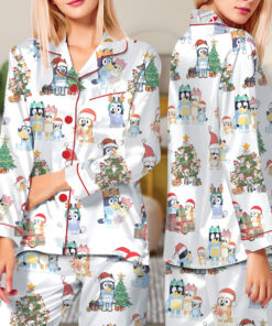 Bluey Christmas Satin Pajamas Long Set For Women