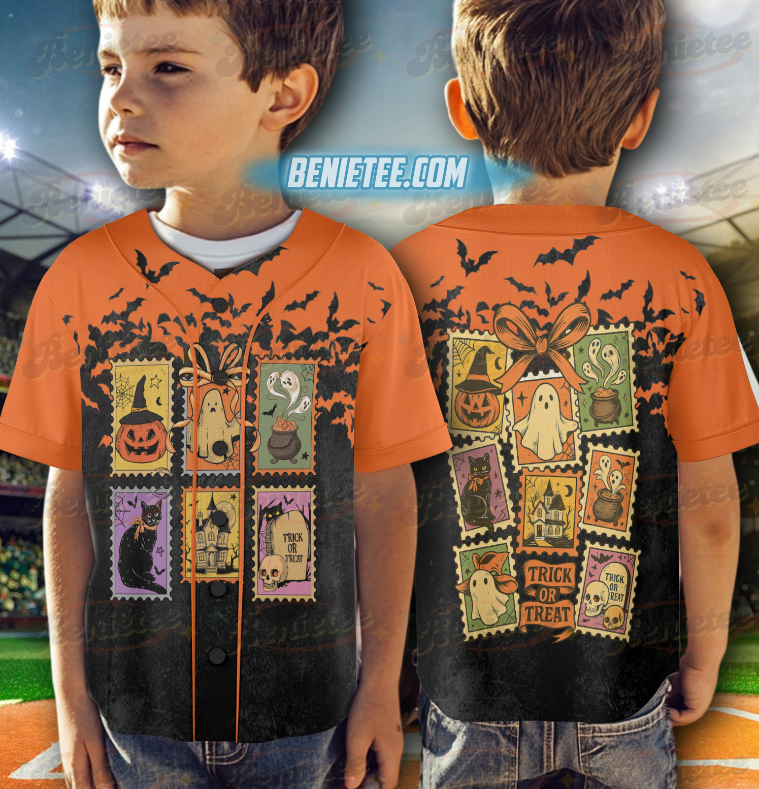 Vintage Halloween Cat Ghost Jersey, Girly Halloween Baseball Jersey, Preppy Fall Aesthetic, Halloween Jersey - Image 6