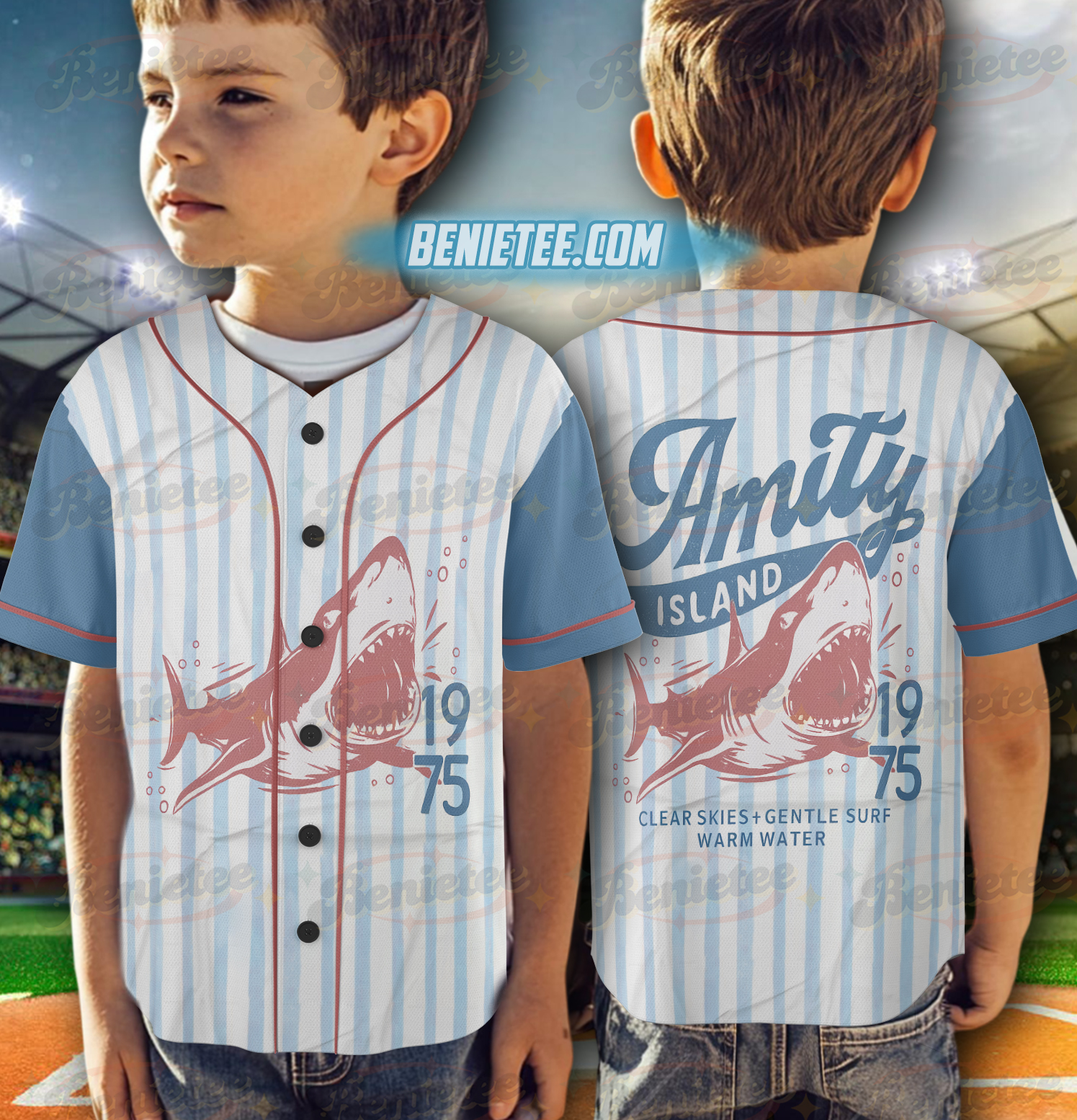 Jaws Amity Island 1975 Unisex jersey, Movie Inspired Gift, Cotton Shirt for Film Buffs, Vintage Jersey - Image 6