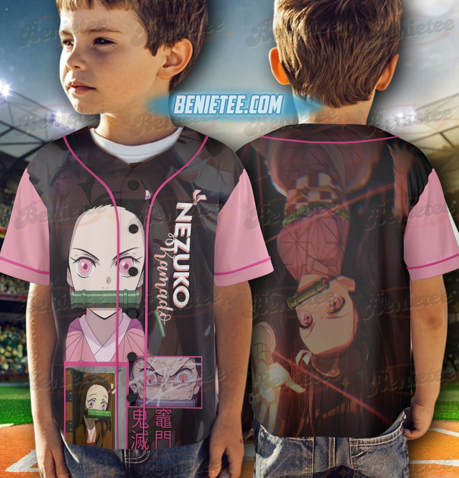 Demon Slayer Anime Jersey, Anime Manga Washed , Kamado Nezuko Baseball Jersey, Cute Anime - Image 6