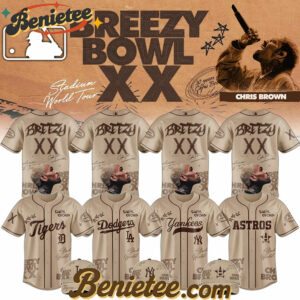 MLB x Chris Brown Breezy Bowl XX World Tour 2025 Jersey Editions Limited Brown, Custom Baseball Jersey, Breezy Bowl XX Stadium World Tour Baseball Jersey
