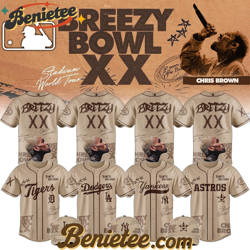 MLB x Chris Brown Breezy Bowl XX World Tour 2025 Jersey Editions Limited Brown, Custom Baseball Jersey, Breezy Bowl XX Stadium World Tour Baseball Jersey
