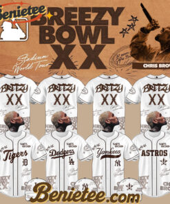 MLB x Chris Brown Breezy Bowl XX World Tour 2025 Jersey Editions Limited White, Custom Baseball Jersey, Breezy Bowl XX Stadium World Tour Baseball Jersey